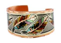 Colorful Feather Art Copper Rings