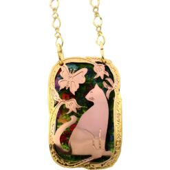 Cat Necklaces with Colorful Background Copper Art Design