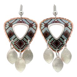SW Native Dangle Earrings in Burgundy and Teal Blue Colors