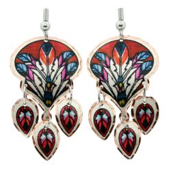 Feather Artwork Copper Earrings Handcrafted in Brilliant Colors