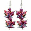 Flame Painted Maple Leaves Earrings