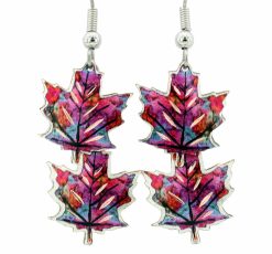 Flame Painted Maple Leaves Earrings