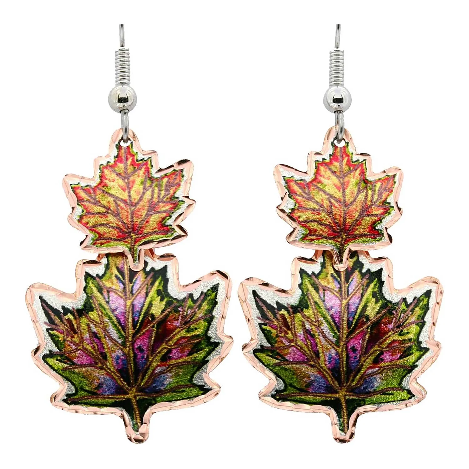 Seasonal Two-toned Maple Leaf Earrings