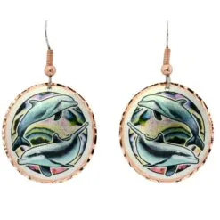 Dolphin Earrings in Colorful Dolphins Artwork