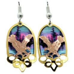 Eagle Earrings with Colorful Wildlife Scene Background