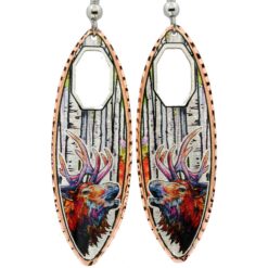 Teardrop Rainbow Elk and Colorado Aspen Tree Cutout Earrings