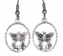 Silver Plated Cast Butterfly Earrings