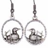 Silver Plated Cast Loon Earrings