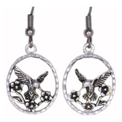 Silver Plated Cast Hummingbird Earrings
