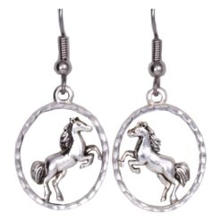 Silver Plated Cast Stallion Earrings