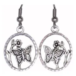 Silver Plated Cast Butterfly Earrings