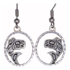 Silver Plated Cast Native Whale Totem Earrings