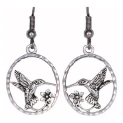 Silver Plated Cast Native Hummingbird Earrings