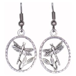Silver Plated Cast Dragonfly Earrings