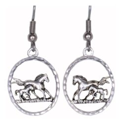 Silver Plated Cast Horse Earrings