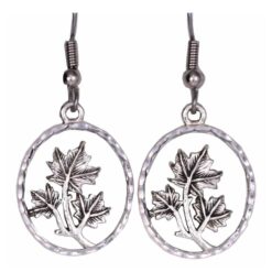 Silver Plated Cast Maple Leaves Earrings