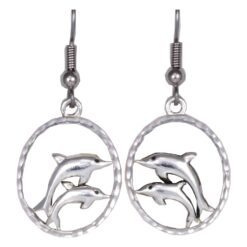 Silver Plated Cast Dolphins Earrings