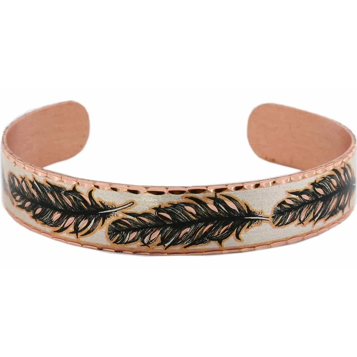 Copper Cuff Bracelet Handmade in Earth Tones Silver and Black
