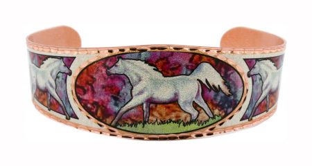 Flame Painted Background White Horse Bracelets