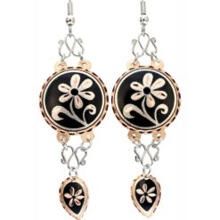 Flower Copper Earrings Decorated with Silver Color Wires