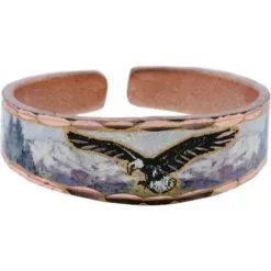 Handmade Flying American Bald Eagle Adjustable Copper Ring