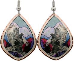 Flying Eagle Earrings with Mountain Scene