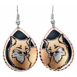Unique copper earrings with red fox design