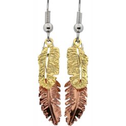Drop Earrings Created in Gold and Copper Feathers