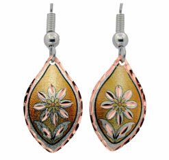 Gold Color Teardrop Flower Earrings