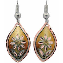 Flower Earrings Created in Gold Color Background