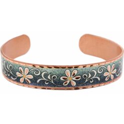 Flower Cuff Bracelet Handmade in Sparkling Green Color