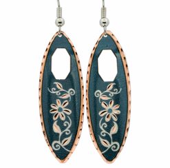 Green Long Teardrop Flower Earrings