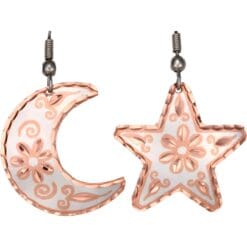 Silver Plated Copper Moon and Star Earrings