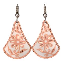 Silver Background Copper Flower Earrings