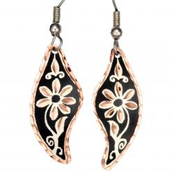 Black Background Flower Earrings