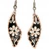 Copper Flower Earrings Silver Plated & Diamond Cut