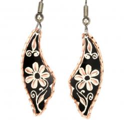 Copper Flower Earrings Silver Plated & Diamond Cut