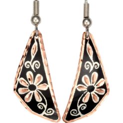 Triangle Copper Flower Earrings