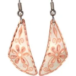 Triangle Silver Plated Copper Flower Earrings
