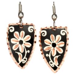 Black Background Triangle Flower Earrings