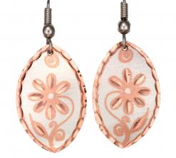Almond Shape Copper Flower Earrings