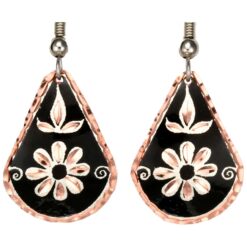 Black Patina Background Copper Flower Earrings