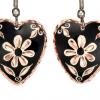 Heart jewelry, Copper Heart Flower Earrings