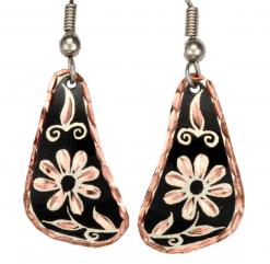 Black Background Flower Earrings