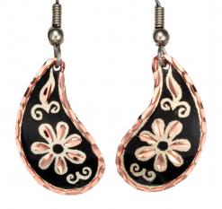 Black Background Unique Flower Earrings