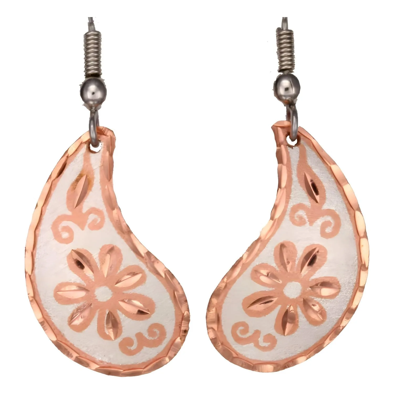 Silver & Copper Flower Earrings