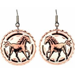 Round Copper Horse Earrings