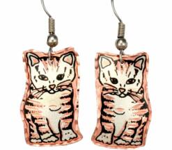 Copper Kitten Earrings Silver Plated and Diamond Cut