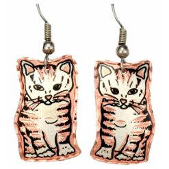 Sitting Cat Copper Earrings