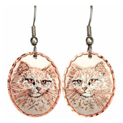 Copper White Cat Earrings